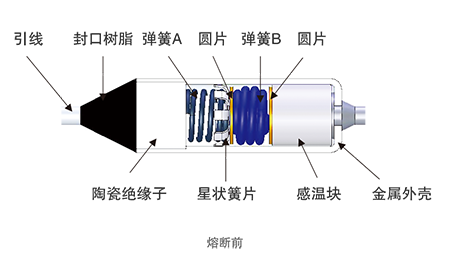 有機(jī)物型溫度保險(xiǎn)絲BF系列熔斷前